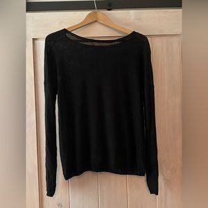 Vince black linen blend sheet top